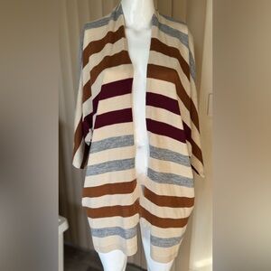 Cozy Striped Cardigan - Cream, Gray, Brown, Burgundy